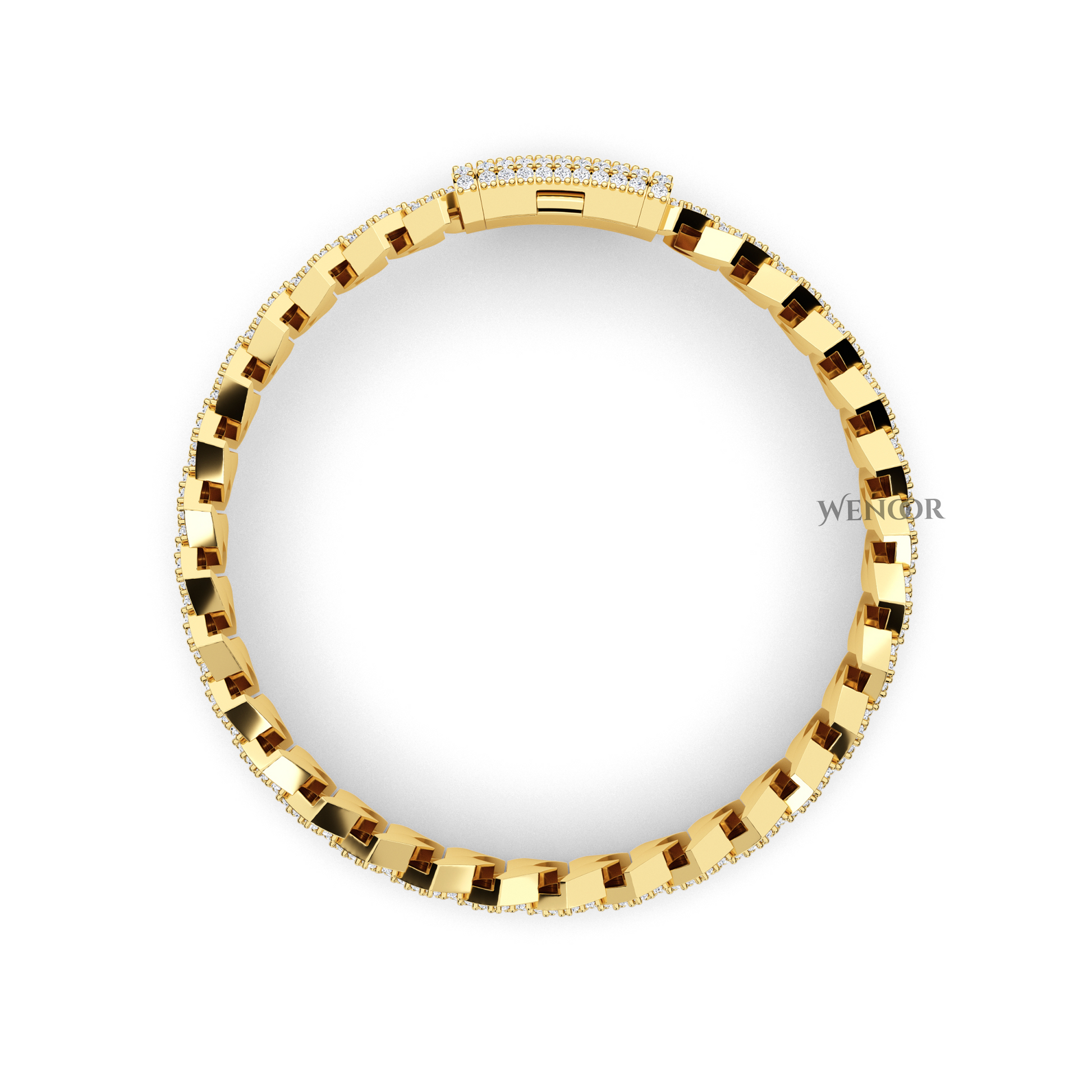 14K solid gold Miami Cuban link bracelet with lab diamonds, sparkling stones for luxurious unisex jewelry