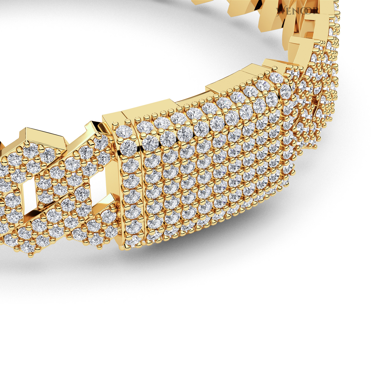 14K solid gold Miami Cuban link bracelet with lab diamonds, sparkling stones for luxurious unisex jewelry