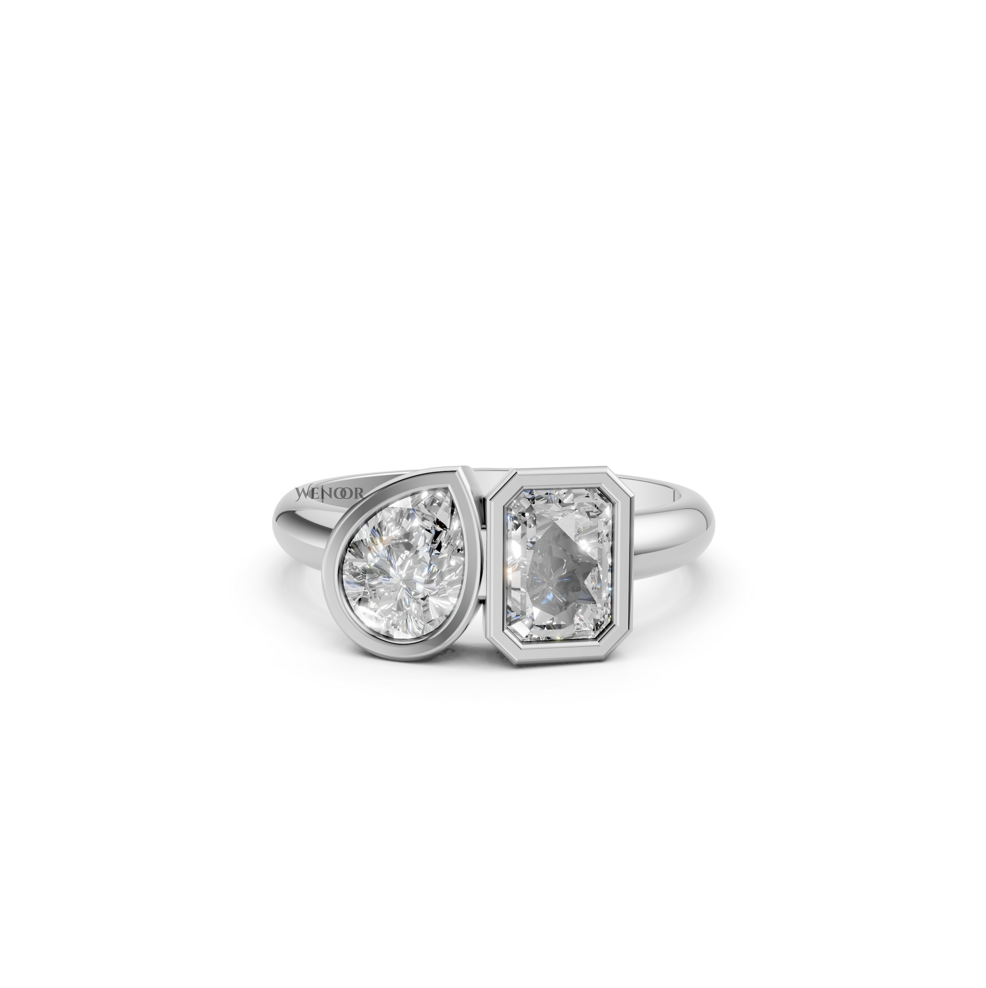Toi et Moi Radiant & Pear Cut Lab Grown Diamond Ring The perfect Balance of Geometry And Romance