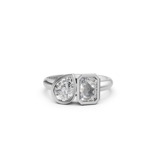 Toi et Moi Radiant & Pear Cut Lab Grown Diamond Ring The perfect Balance of Geometry And Romance
