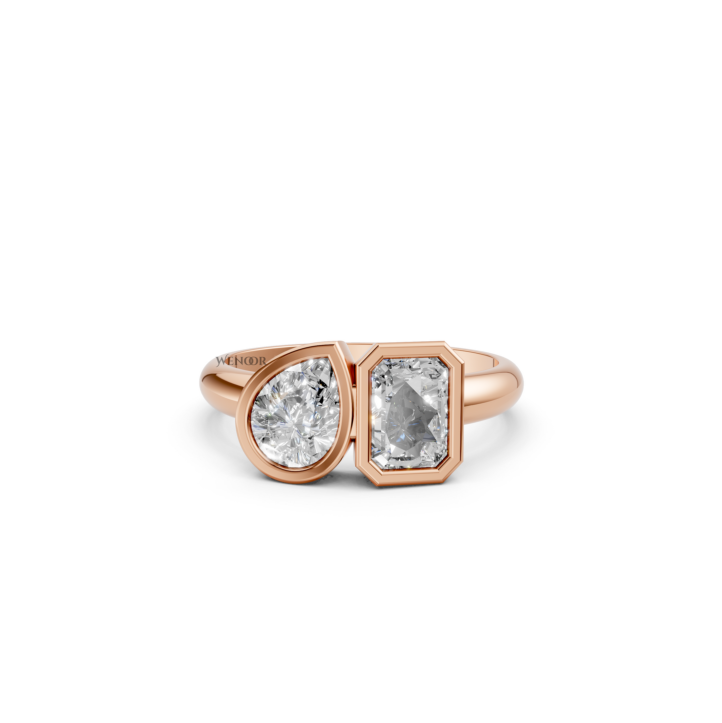 Toi et Moi Radiant & Pear Cut Lab Grown Diamond Ring The perfect Balance of Geometry And Romance