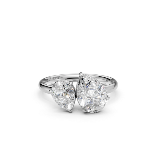 Two Pear Cut Lab Diamond Toi et Moi Ring in Gold