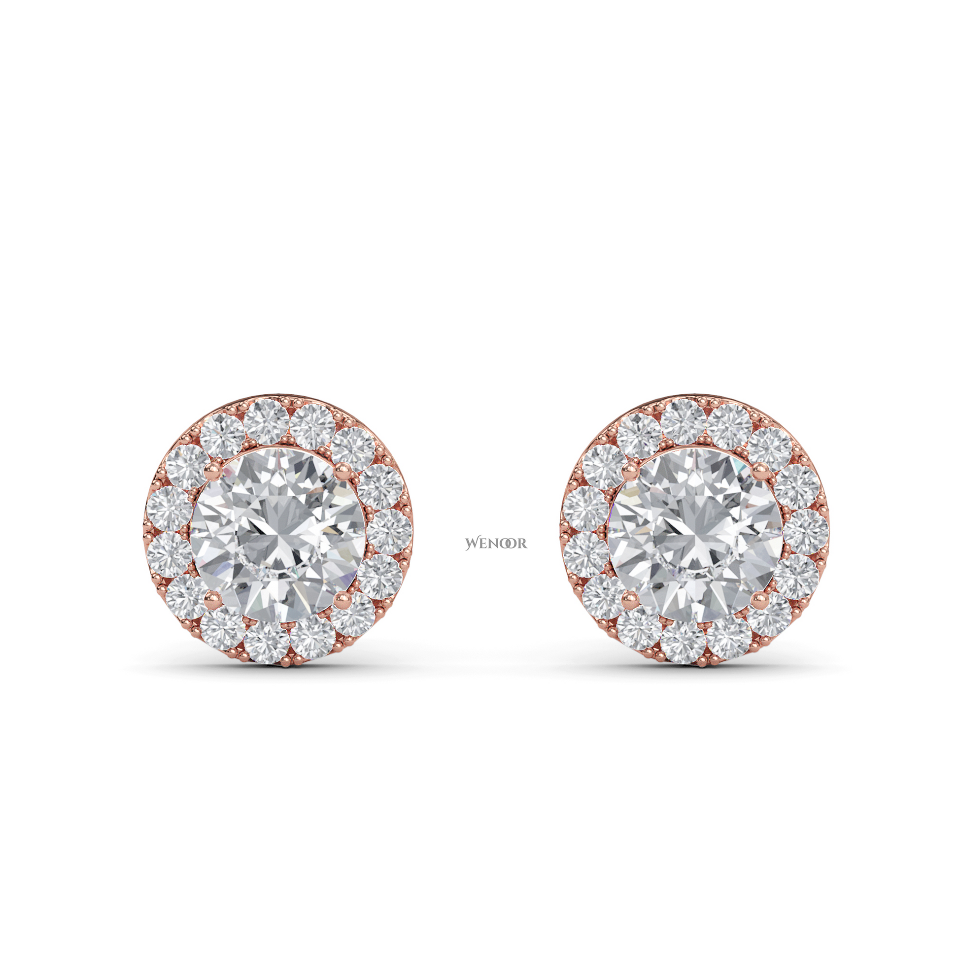 Round cut halo diamond stud earrings by Michael Kors - ethical luxury jewelry