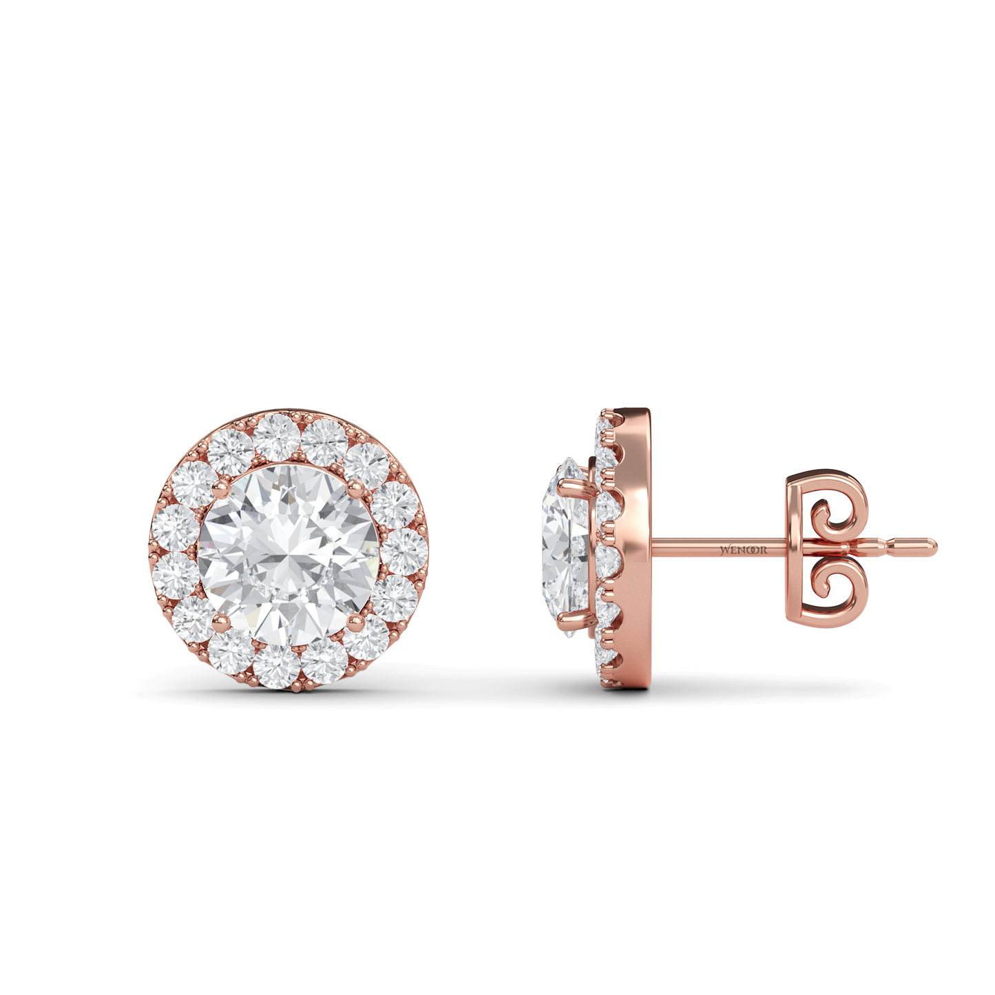 Round cut halo diamond stud earrings by Michael Kors - ethical luxury jewelry