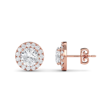 Round cut halo diamond stud earrings by Michael Kors - ethical luxury jewelry