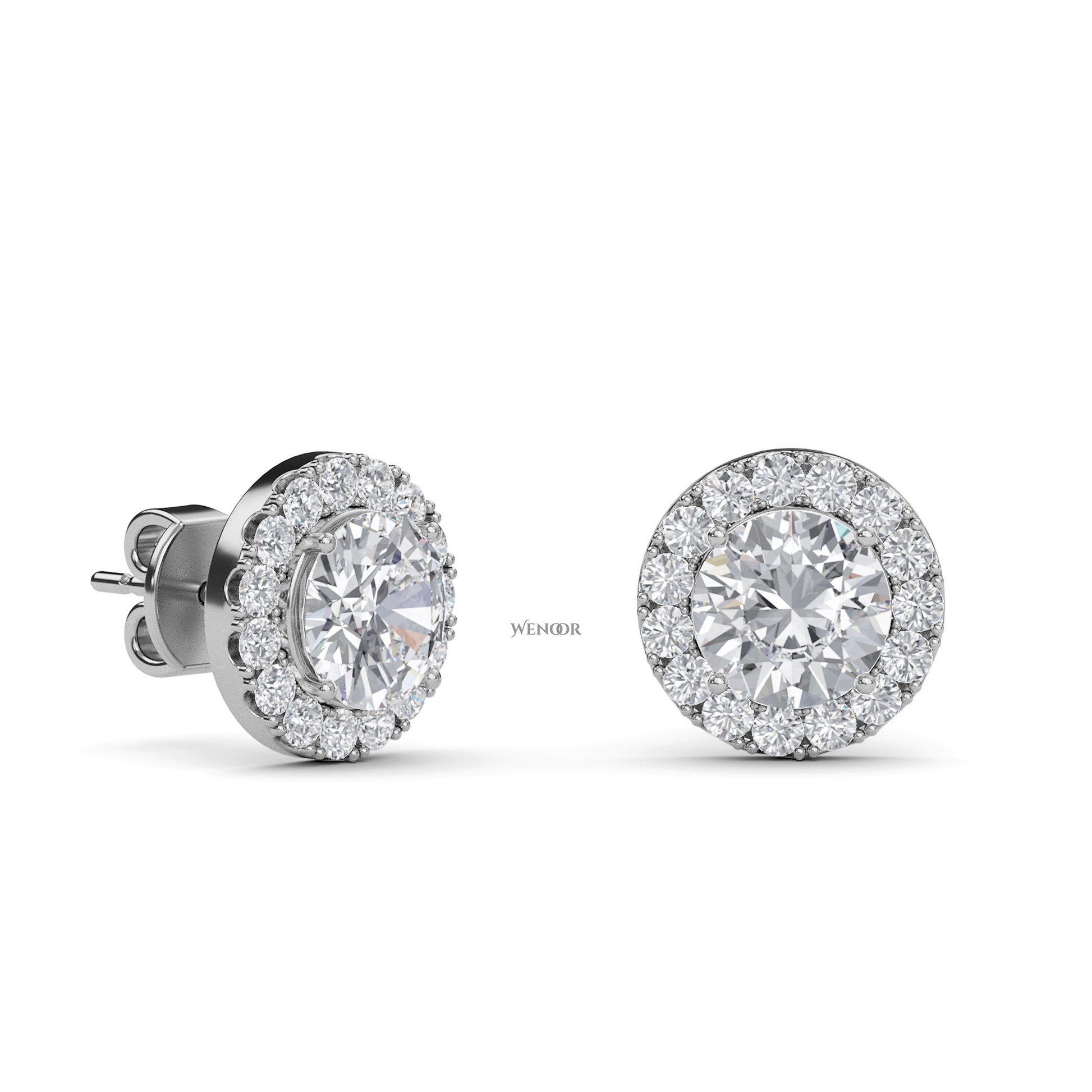 Round cut halo diamond stud earrings by Michael Kors - ethical luxury jewelry