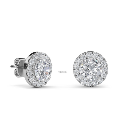 Round cut halo diamond stud earrings by Michael Kors - ethical luxury jewelry