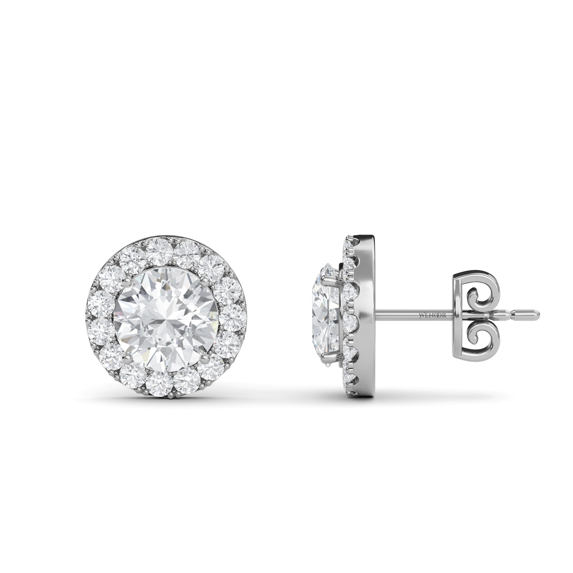 Round cut halo diamond stud earrings by Michael Kors - ethical luxury jewelry