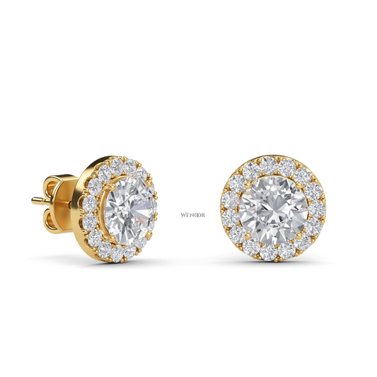 Round cut halo diamond stud earrings by Michael Kors - ethical luxury jewelry