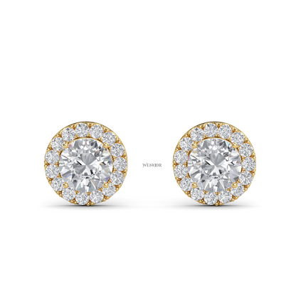 Round cut halo diamond stud earrings by Michael Kors - ethical luxury jewelry