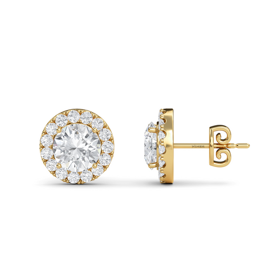Round cut halo diamond stud earrings by Michael Kors - ethical luxury jewelry
