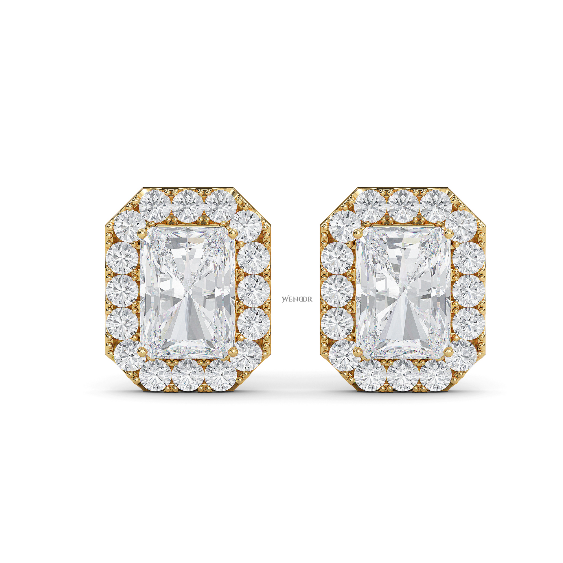 Elegant radiant cut lab created diamond stud earrings with halo setting – perfect anniversary gift  For Women