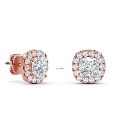 Gold Halo Stud Earrings with Sustainable Lab Diamonds – At wenoor Jewelry