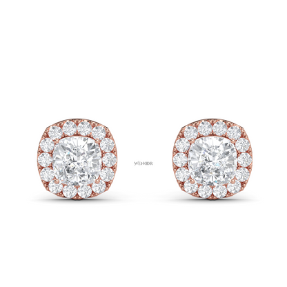 Gold Halo Stud Earrings with Sustainable Lab Diamonds – At wenoor Jewelry