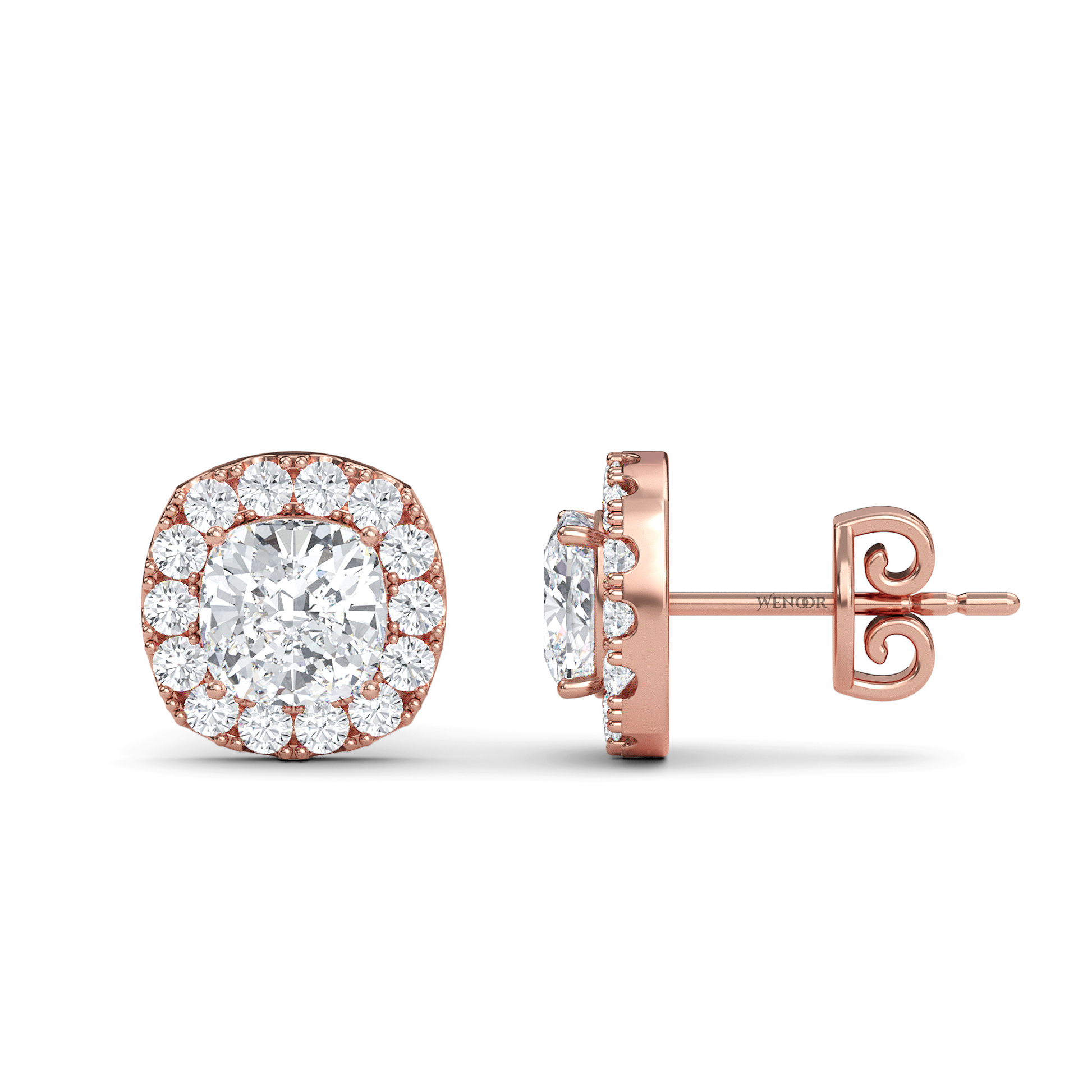 Gold Halo Stud Earrings with Sustainable Lab Diamonds – At wenoor Jewelry
