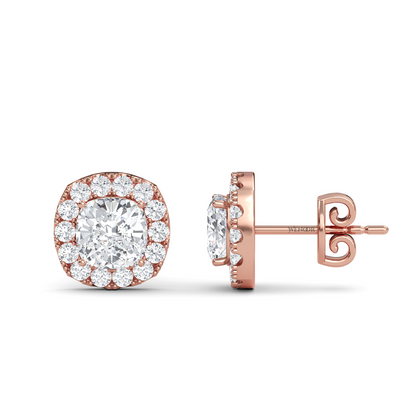 Gold Halo Stud Earrings with Sustainable Lab Diamonds – At wenoor Jewelry