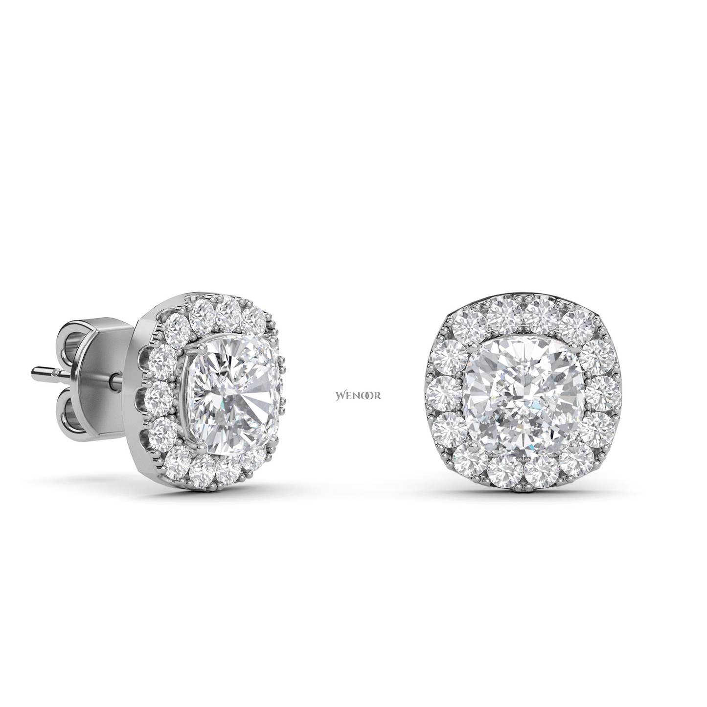 Gold Halo Stud Earrings with Sustainable Lab Diamonds – At wenoor Jewelry