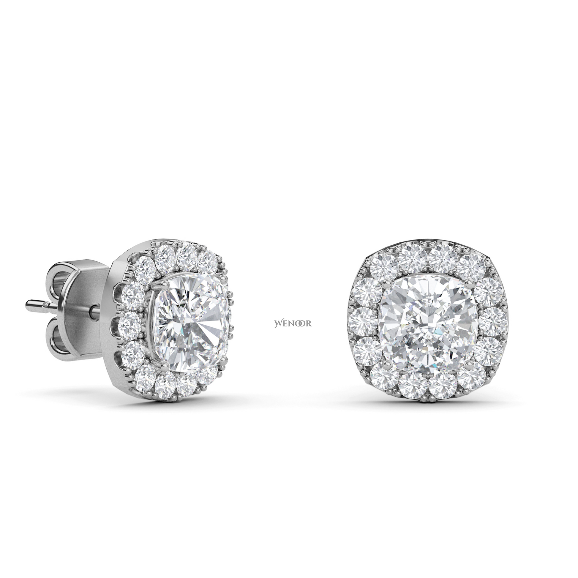 Gold Halo Stud Earrings with Sustainable Lab Diamonds – At wenoor Jewelry
