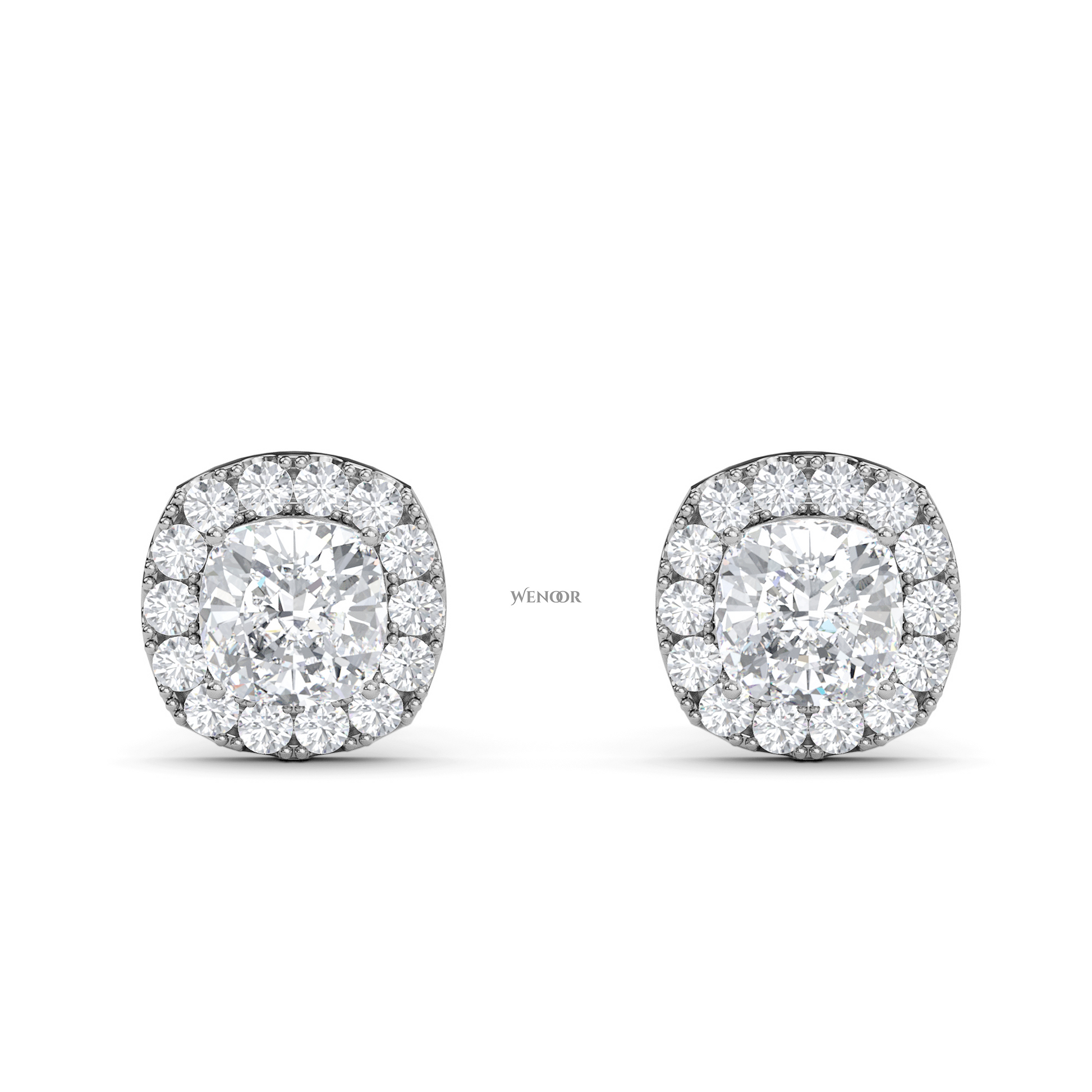 Gold Halo Stud Earrings with Sustainable Lab Diamonds – At wenoor Jewelry