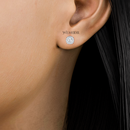 Gold Halo Stud Earrings with Sustainable Lab Diamonds – At wenoor Jewelry