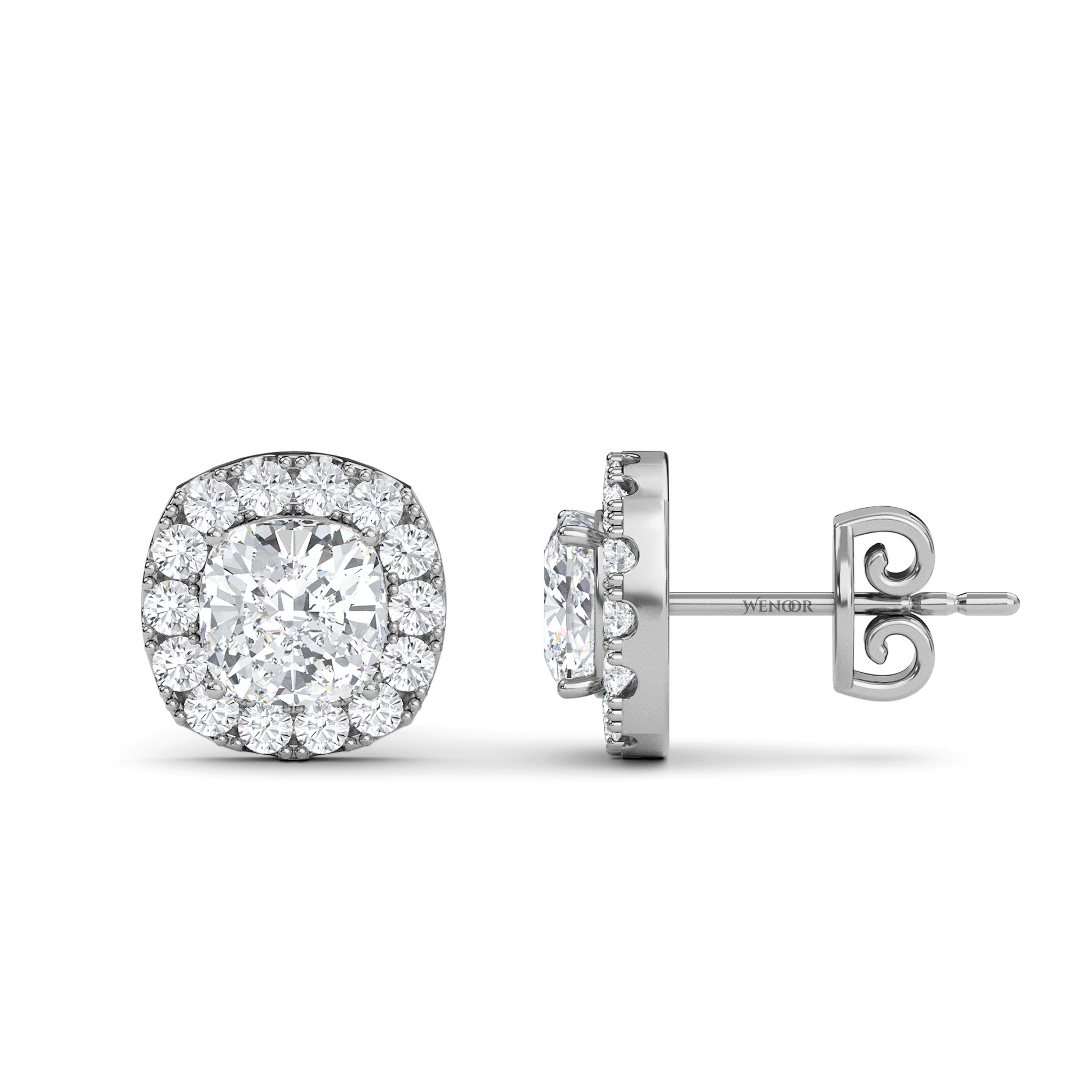 Gold Halo Stud Earrings with Sustainable Lab Diamonds – At wenoor Jewelry
