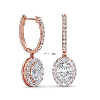 Oval lab diamond dangle earrings For Women's