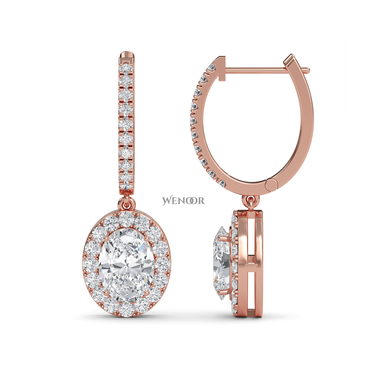 Oval lab diamond dangle earrings For Women's