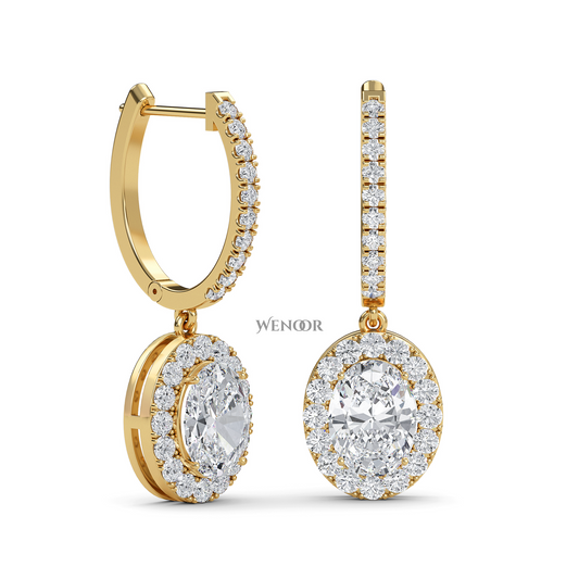 Trending drop Lab Grown Diamond Yellow Gold earrings
