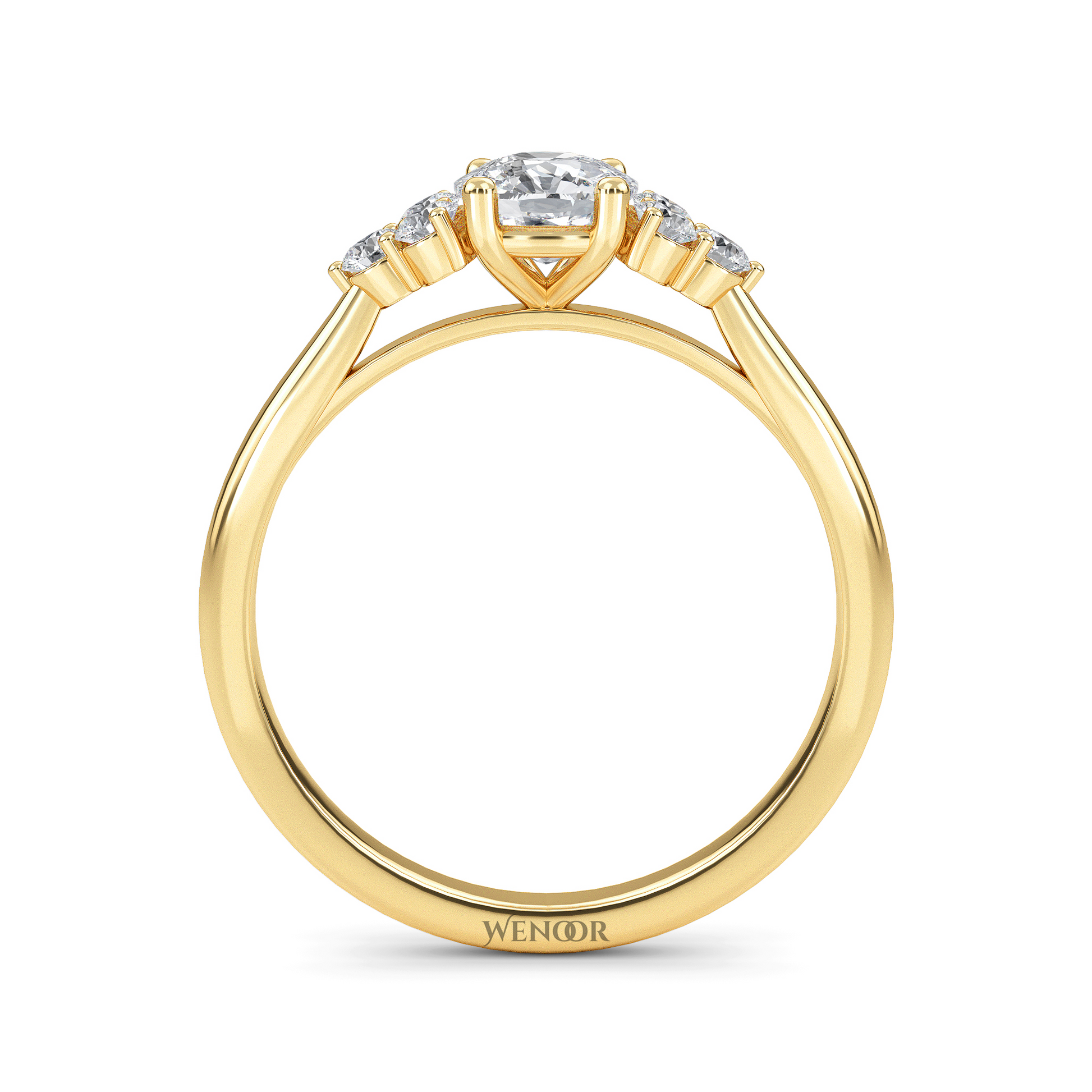 At wenoor Woman wearing cushion cut lab-grown diamond ring on hand, sunlight highlighting its fire and scintillation.
