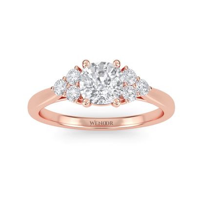 Cushion cut lab diamond ring displayed on velvet box, emphasizing ethical luxury
