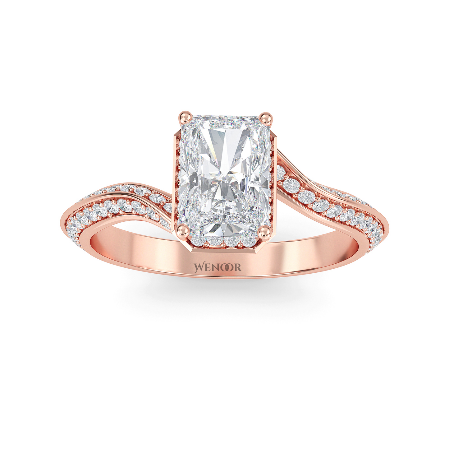 elongated radiant cut engagement ring