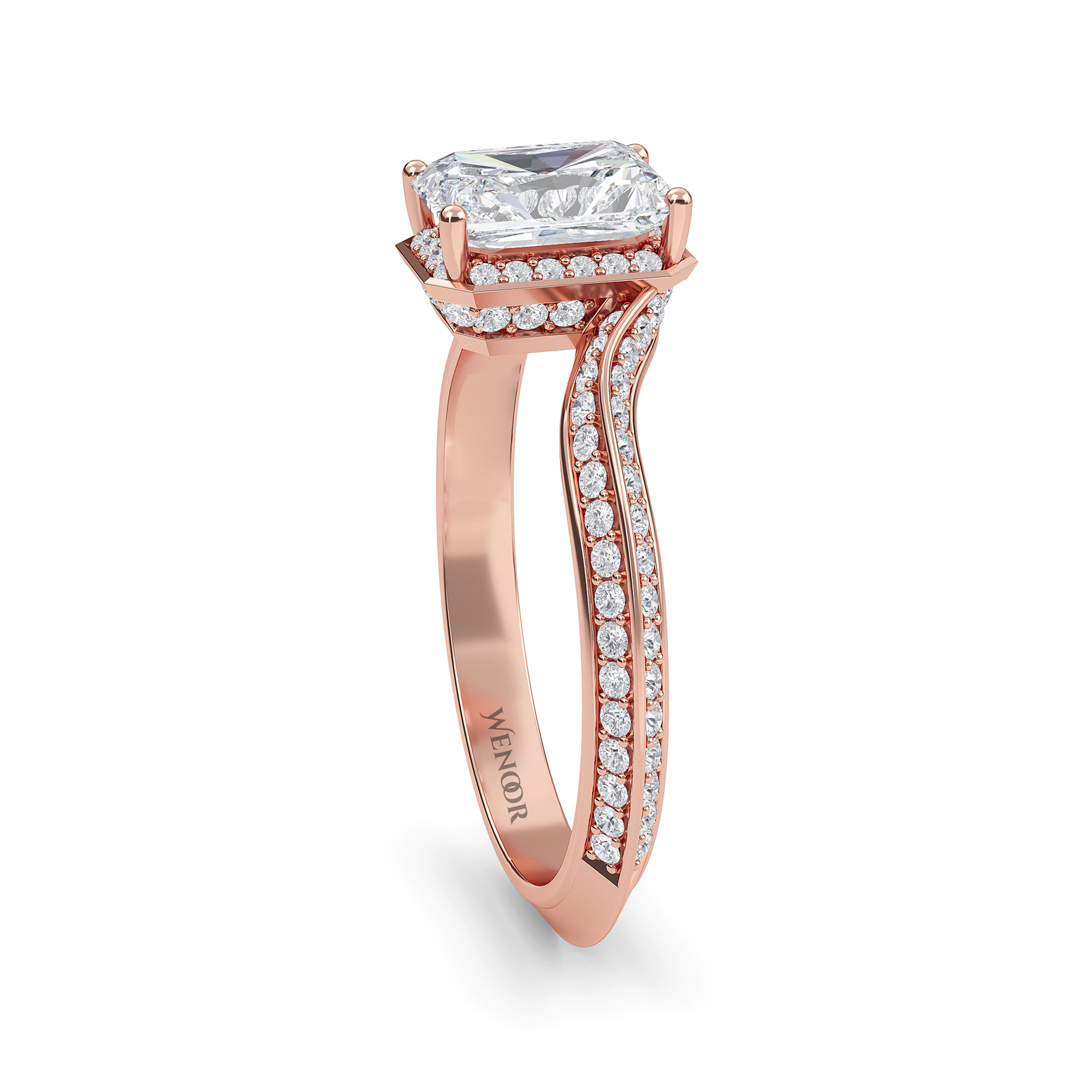 radiant cut yellow gold engagement rings