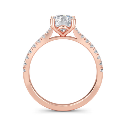 Round cut lab-grown diamond engagement ring in 14K rose gold