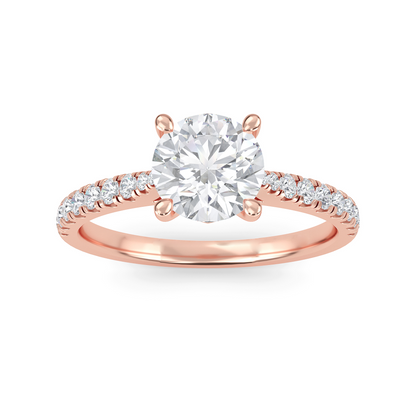 Round cut lab-grown diamond engagement ring in 14K rose gold