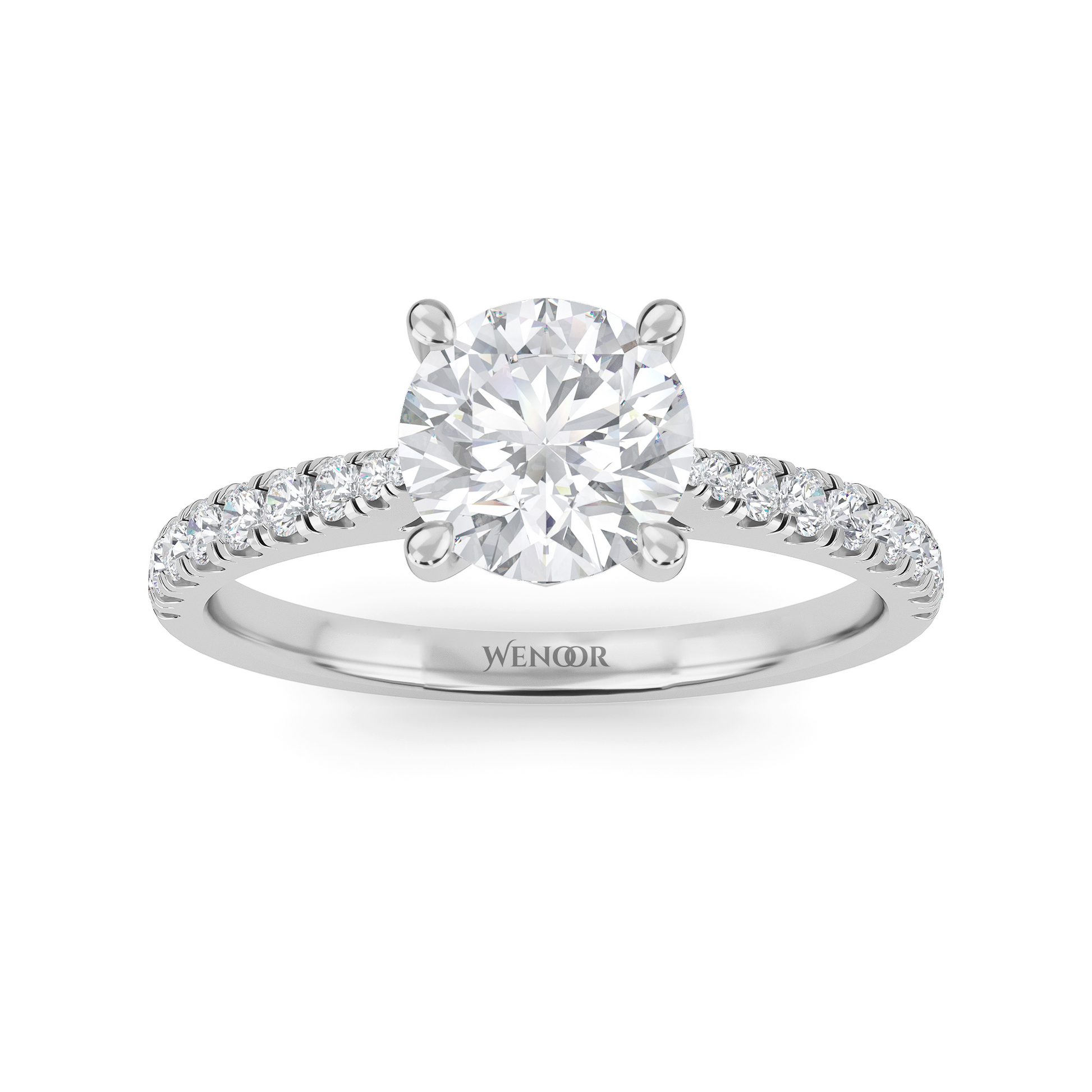 Round cut lab-grown diamond engagement ring in 14K white gold
