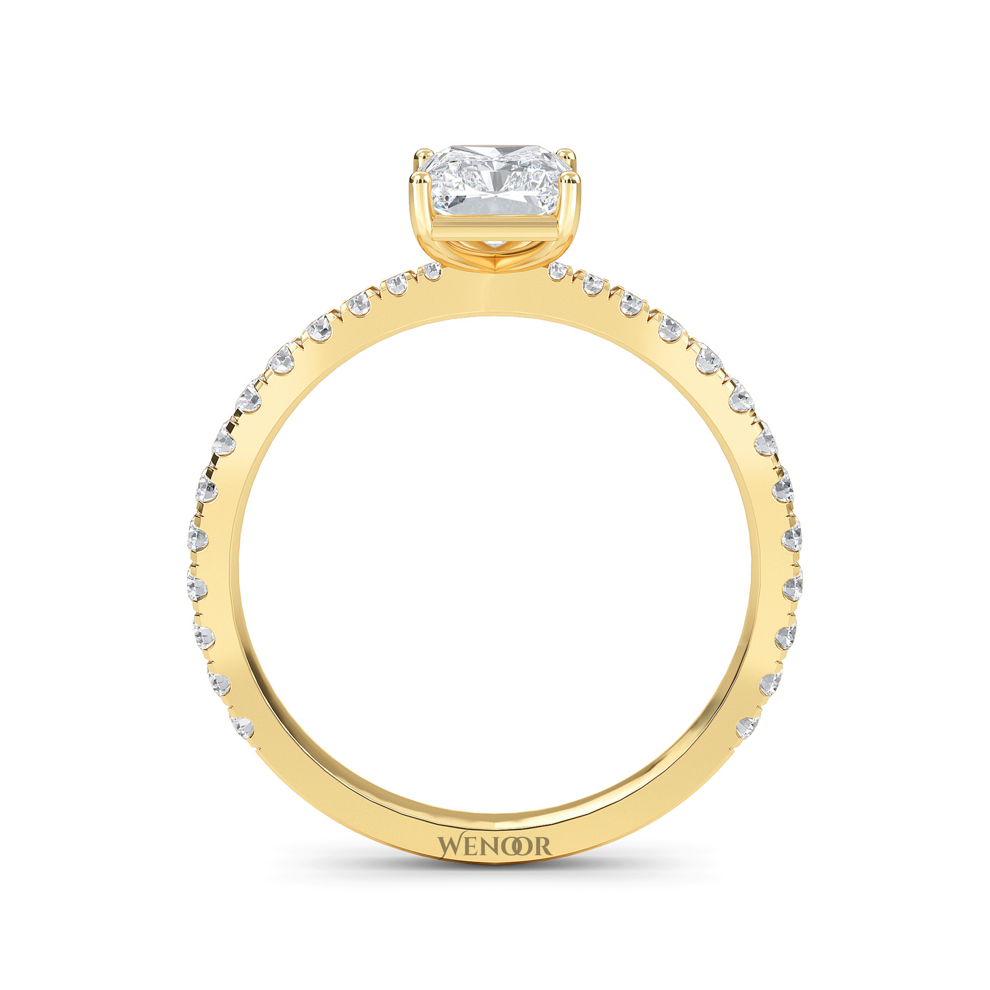 Solitaire radiant cut lab diamond ring in 14K gold, perfect for engagement or gifts