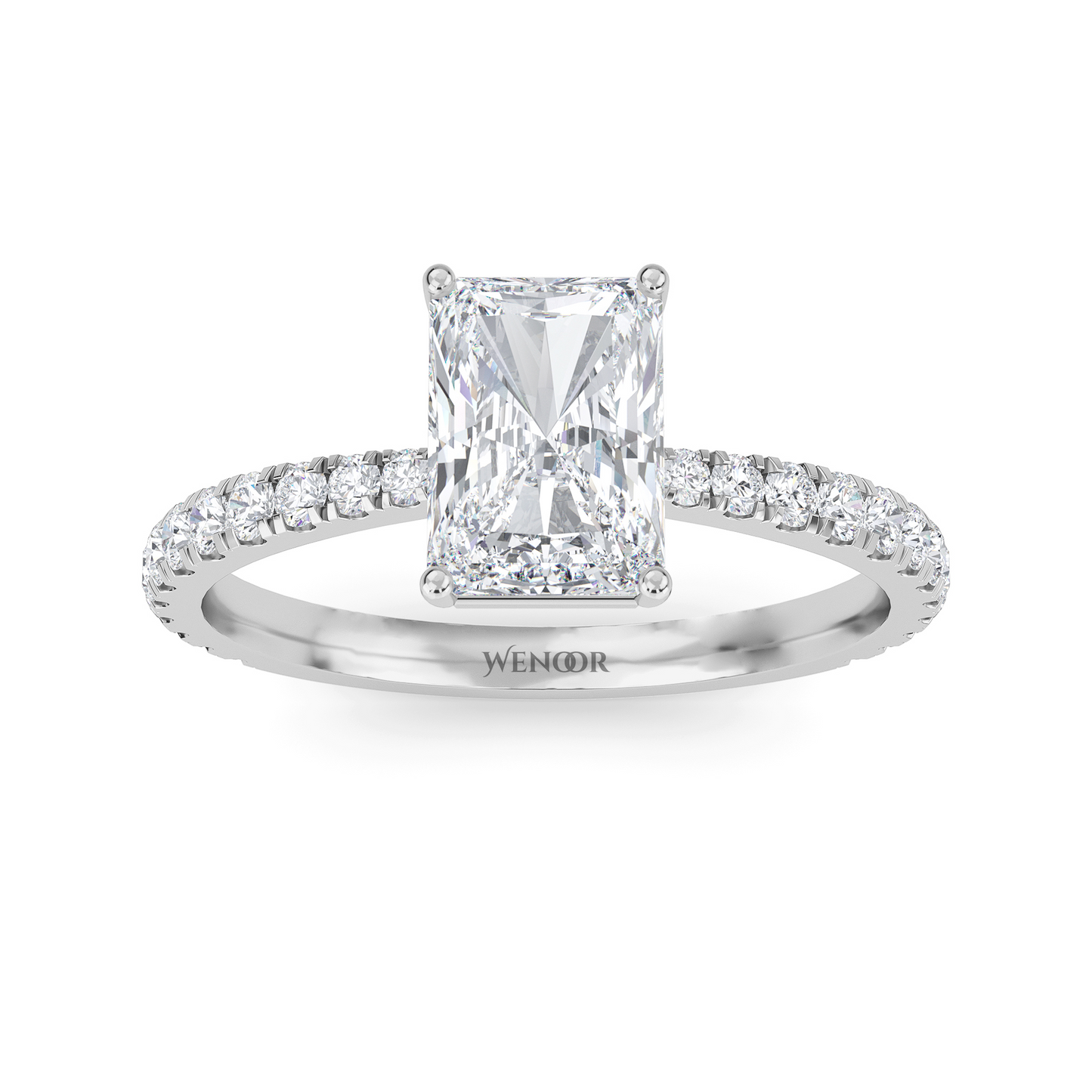 Solitaire radiant cut lab diamond ring in 14K gold, perfect for engagement or gifts