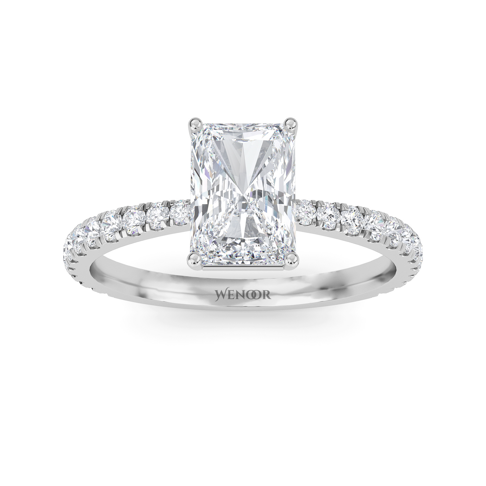 Solitaire radiant cut lab diamond ring in 14K gold, perfect for engagement or gifts