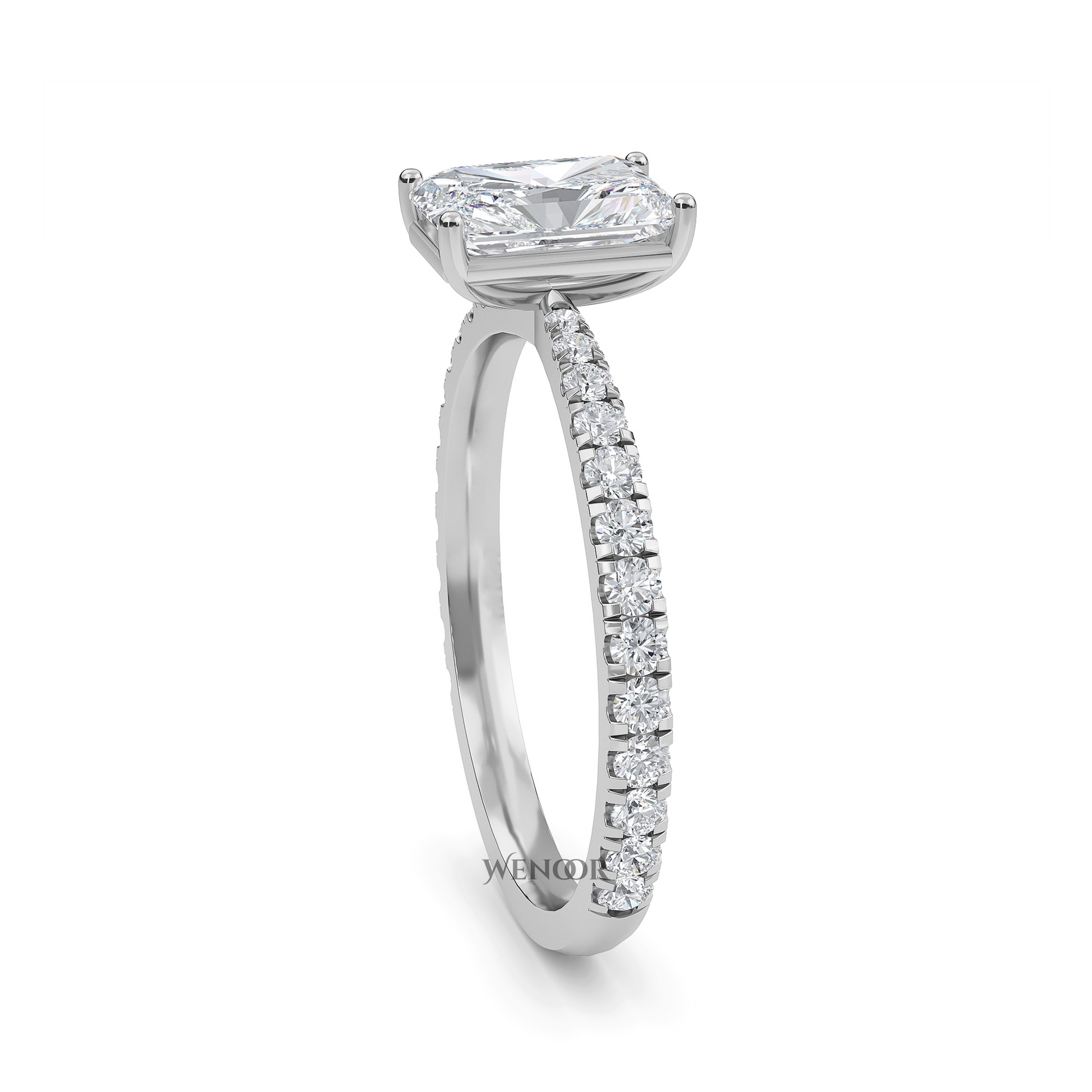 Solitaire radiant cut lab diamond ring in 14K gold, perfect for engagement or gifts