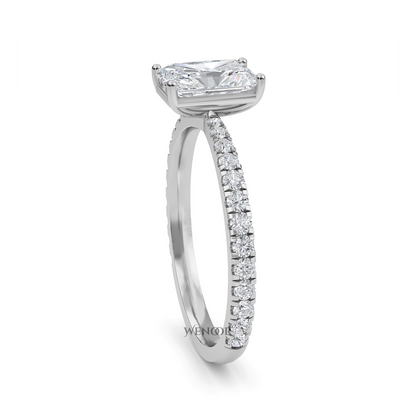 Solitaire radiant cut lab diamond ring in 14K gold, perfect for engagement or gifts