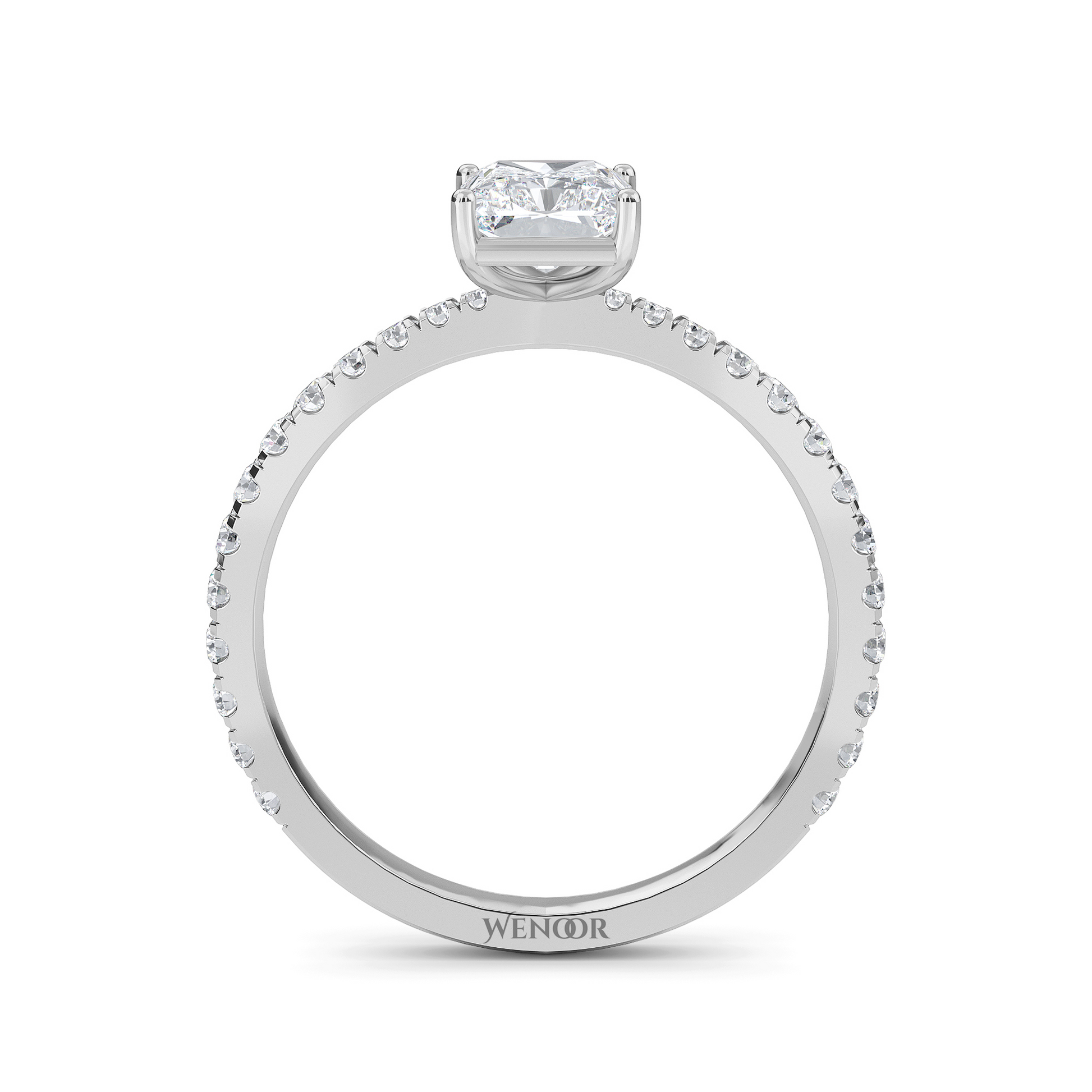 Solitaire radiant cut lab diamond ring in 14K gold, perfect for engagement or gifts