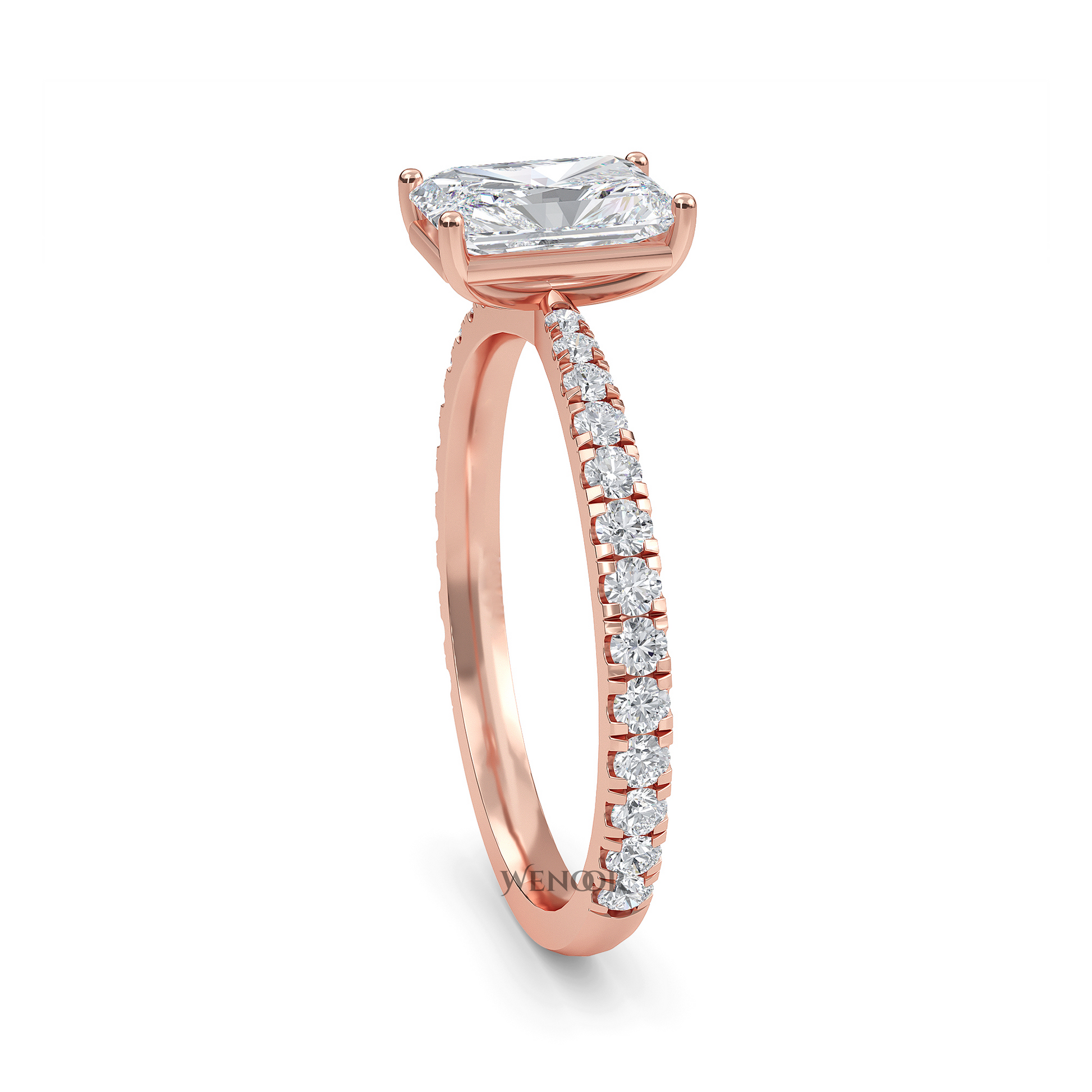 Solitaire radiant cut lab diamond ring in 14K gold, perfect for engagement or gifts