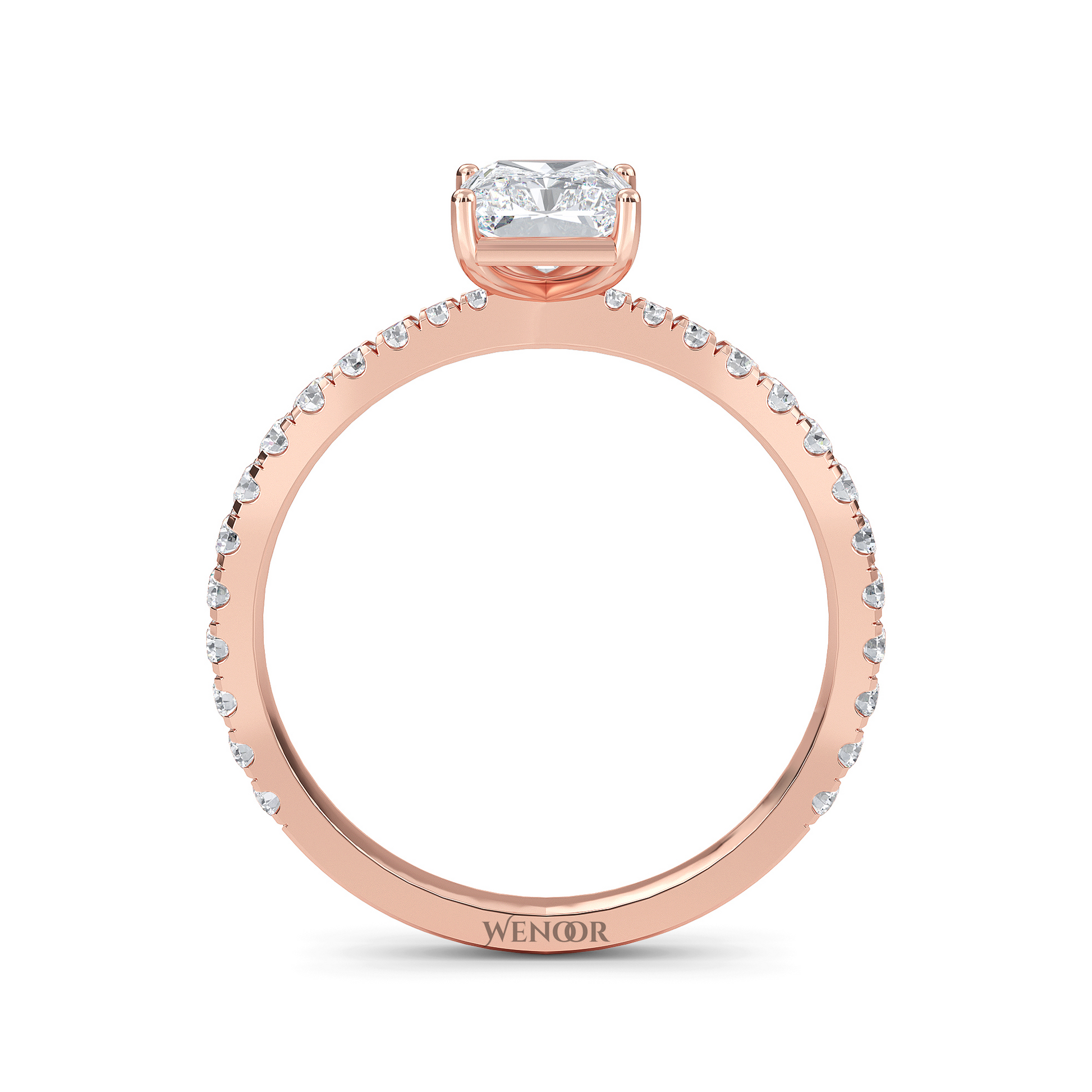 Solitaire radiant cut lab diamond ring in 14K gold, perfect for engagement or gifts