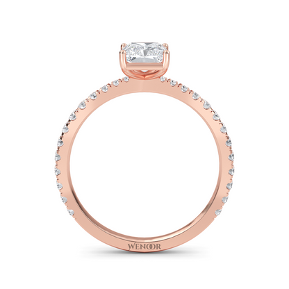 Solitaire radiant cut lab diamond ring in 14K gold, perfect for engagement or gifts