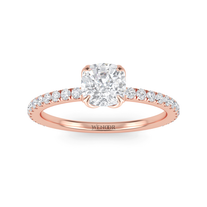 lab-grown cushion cut diamond engagement ring