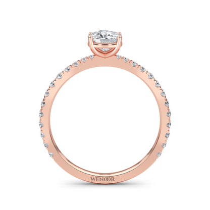 Woman Wearing Wenoor Cushion Cut Lab Diamond Engagement Ring  Ethical Gold Solitaire