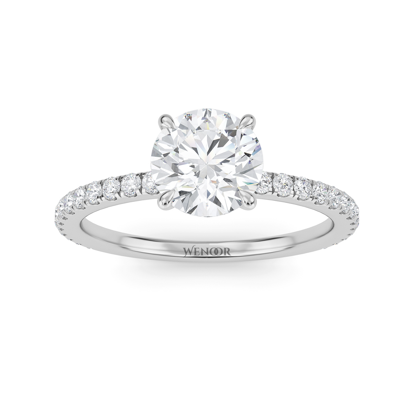 Exquisite Round Cut Lab Grown Diamond  Engagement Ring with Accent Setting – At Wenoor
