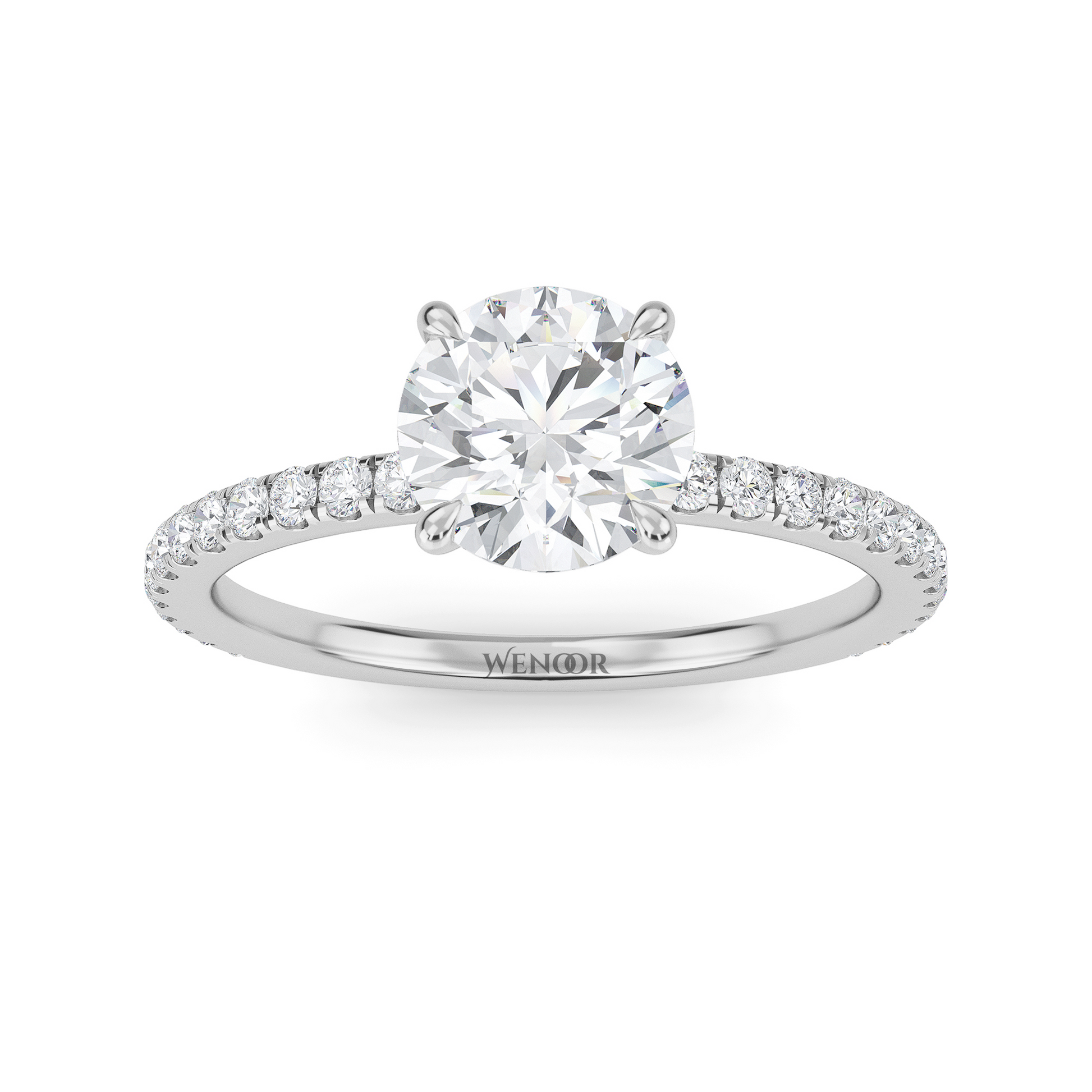 Exquisite Round Cut Lab Grown Diamond  Engagement Ring with Accent Setting – At Wenoor
