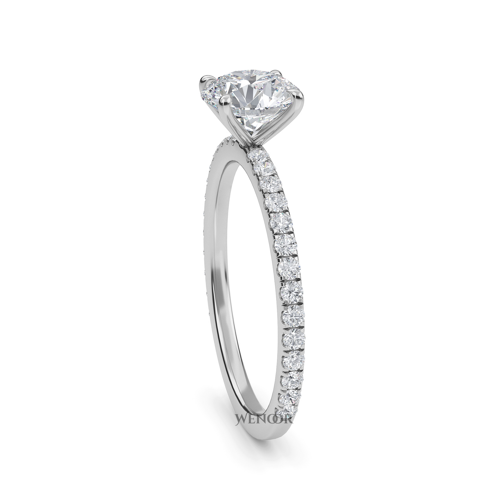 Exquisite Round Cut Lab Grown Diamond  Engagement Ring with Accent Setting – At Wenoor
