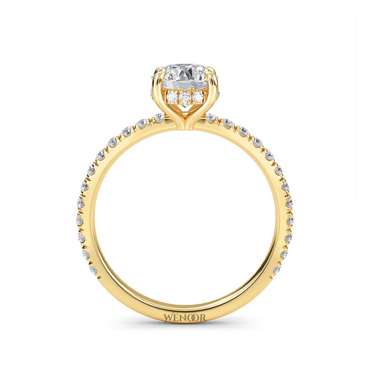 Women's round cut lab created diamond ring with hidden halo